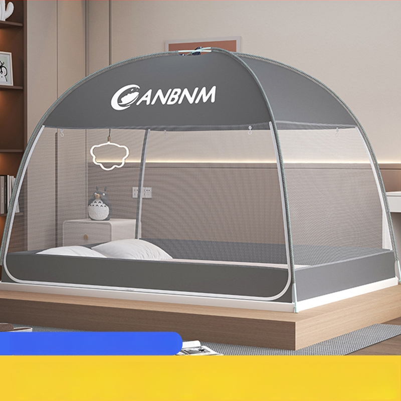 Posteľová sieť proti komárom, štýl mongolskej jurty, bez montáže, skladacia, s dvojitými dverami, z vlákna skleného