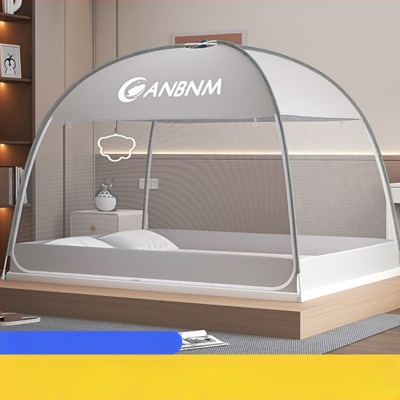 Posteľová sieť proti komárom, štýl mongolskej jurty, bez montáže, skladacia, s dvojitými dverami, z vlákna skleného