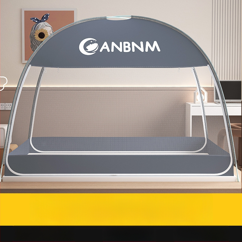 Posteľová sieť proti komárom, štýl mongolskej jurty, bez montáže, skladacia, s dvojitými dverami, z vlákna skleného