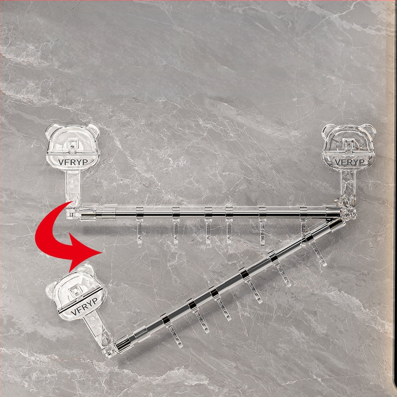 Telescopický vešiak s vákuovou prisavkou do kúpeľne a kuchyne, bez vŕtania, materiály: plast, nerezová oceľ, ABS