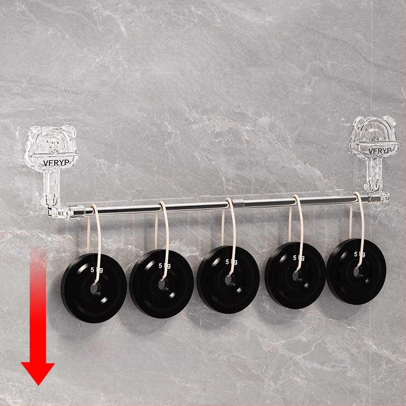 Telescopický vešiak s vákuovou prisavkou do kúpeľne a kuchyne, bez vŕtania, materiály: plast, nerezová oceľ, ABS