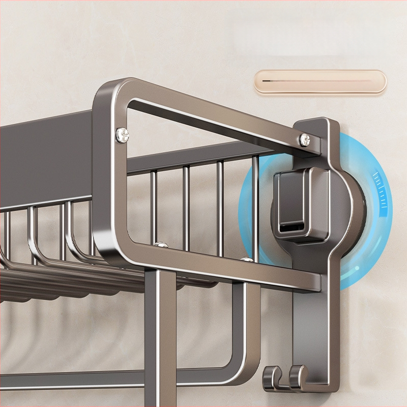 Držiak na uteráky bez vŕtania do kúpeľne, s prísavkou, hliníková zliatina, sieťový kôš