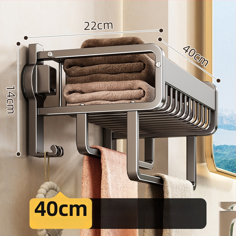 Držiak na uteráky bez vŕtania do kúpeľne, s prísavkou, hliníková zliatina, sieťový kôš