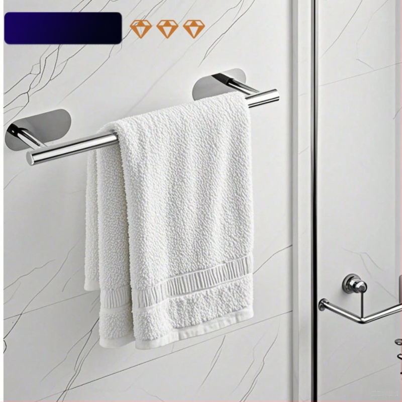 Nerezová tyč na uteráky do kúpeľne, bez vŕtania, jednovrstvá, nosnosť 1–2 kg, povrchová úprava brúsená/ lakovaná/ pozlátená