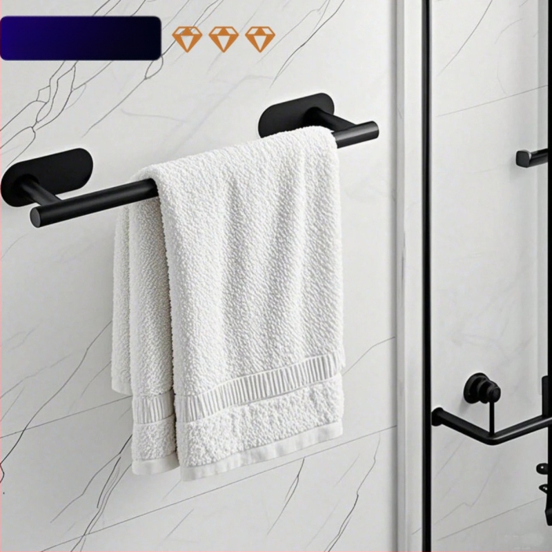 Nerezová tyč na uteráky do kúpeľne, bez vŕtania, jednovrstvá, nosnosť 1–2 kg, povrchová úprava brúsená/ lakovaná/ pozlátená