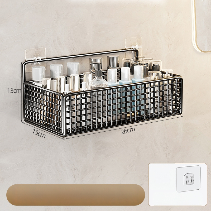 Vannitoa seina külge paigaldatav hoiukapp tarvikute jaoks, ilma puurimiseta (Materjal: Raud; Pindade töötlemine: Raua käsitöö; Üksikas: Laadimiskapasiteet 0–1 kg; Kihte: 1; Paigaldus: Ilma puurimiseta)