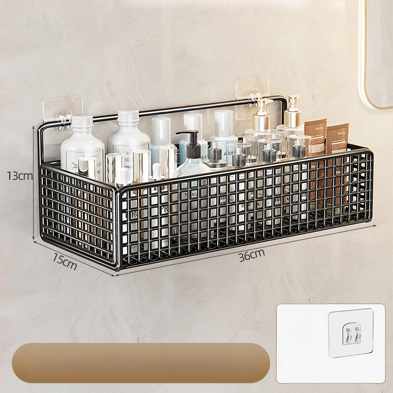 Vannitoa seina külge paigaldatav hoiukapp tarvikute jaoks, ilma puurimiseta (Materjal: Raud; Pindade töötlemine: Raua käsitöö; Üksikas: Laadimiskapasiteet 0–1 kg; Kihte: 1; Paigaldus: Ilma puurimiseta)