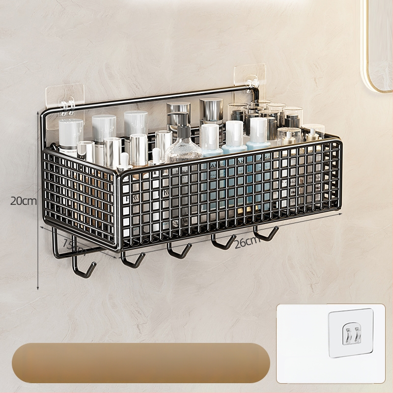 Vannitoa seina külge paigaldatav hoiukapp tarvikute jaoks, ilma puurimiseta (Materjal: Raud; Pindade töötlemine: Raua käsitöö; Üksikas: Laadimiskapasiteet 0–1 kg; Kihte: 1; Paigaldus: Ilma puurimiseta)