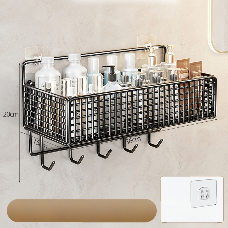 Vannitoa seina külge paigaldatav hoiukapp tarvikute jaoks, ilma puurimiseta (Materjal: Raud; Pindade töötlemine: Raua käsitöö; Üksikas: Laadimiskapasiteet 0–1 kg; Kihte: 1; Paigaldus: Ilma puurimiseta)