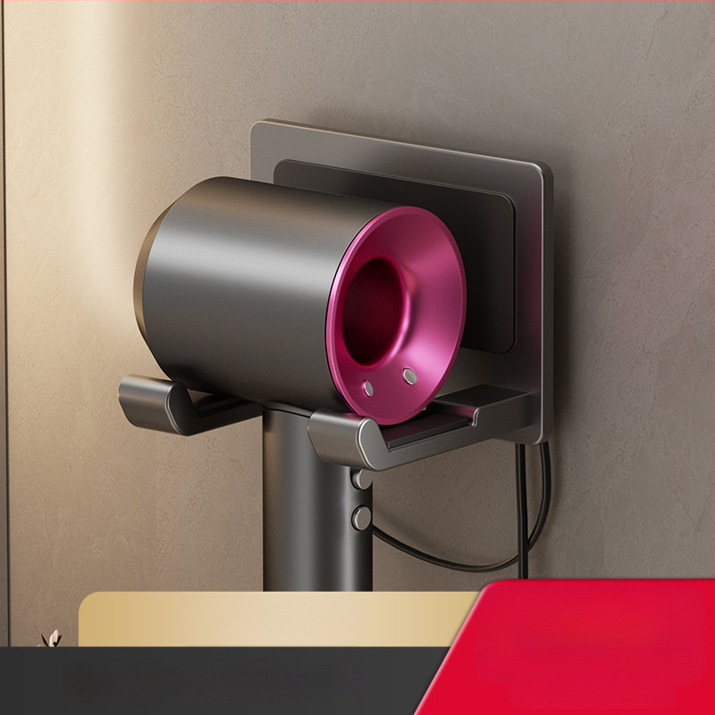 Nástenný držiak na sušič vlasov – bez vŕtania, plast/alumínium, nosnosť 5–10 kg, model 135, moderný jednoduchý štýl