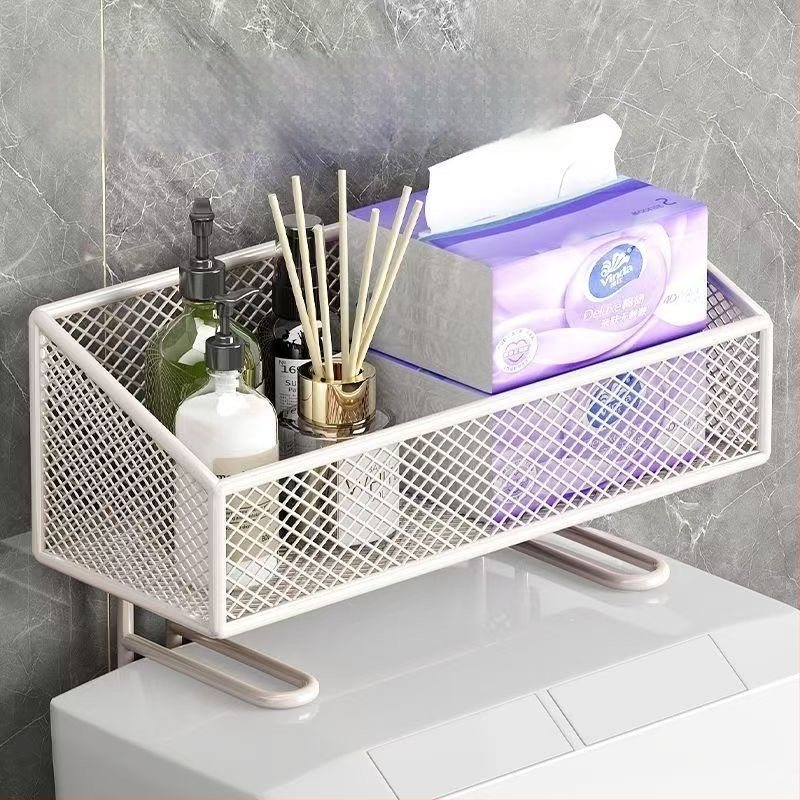 Police na uskladnenie do kúpeľne z nehrdzavejúcej ocele, jednoposchodová, nad WC, na papierové utierky, uteráky na tvár a kozmetiku