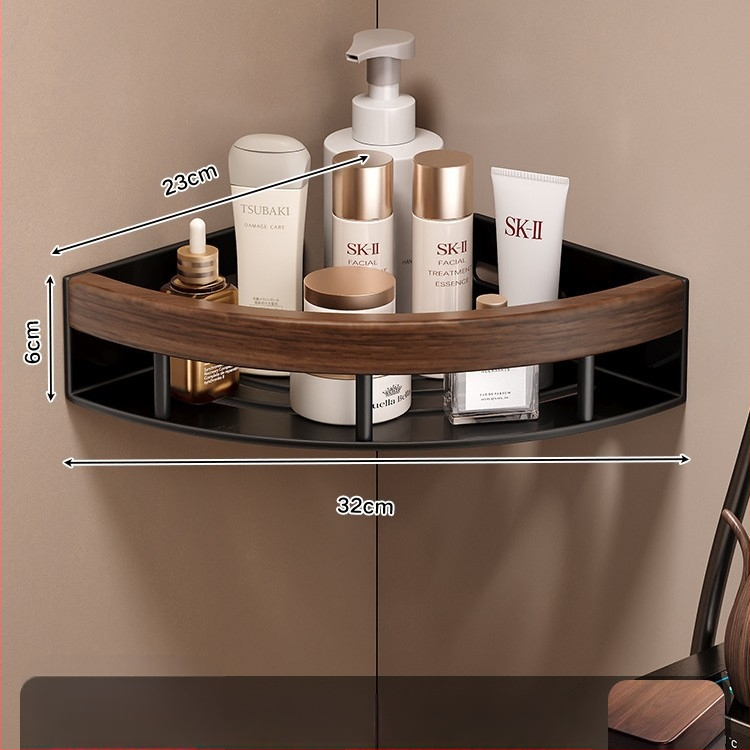 Kúpeľňová trojuholníková rohová polica z hliníkovej zliatiny, jednostupňová, nosnosť 1–5 kg, model k5872.