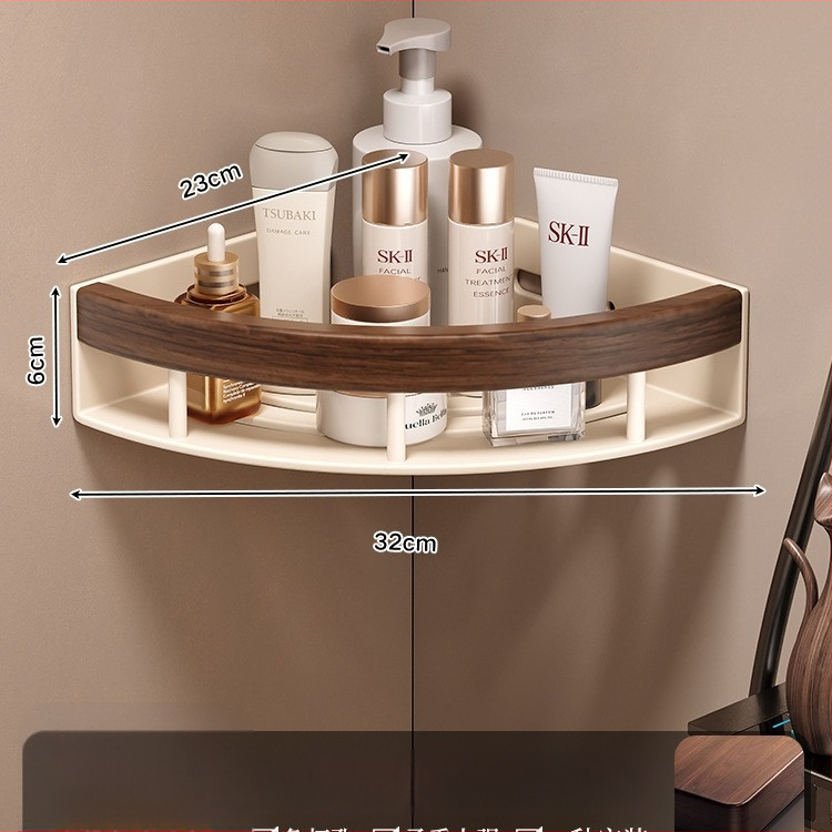 Kúpeľňová trojuholníková rohová polica z hliníkovej zliatiny, jednostupňová, nosnosť 1–5 kg, model k5872.