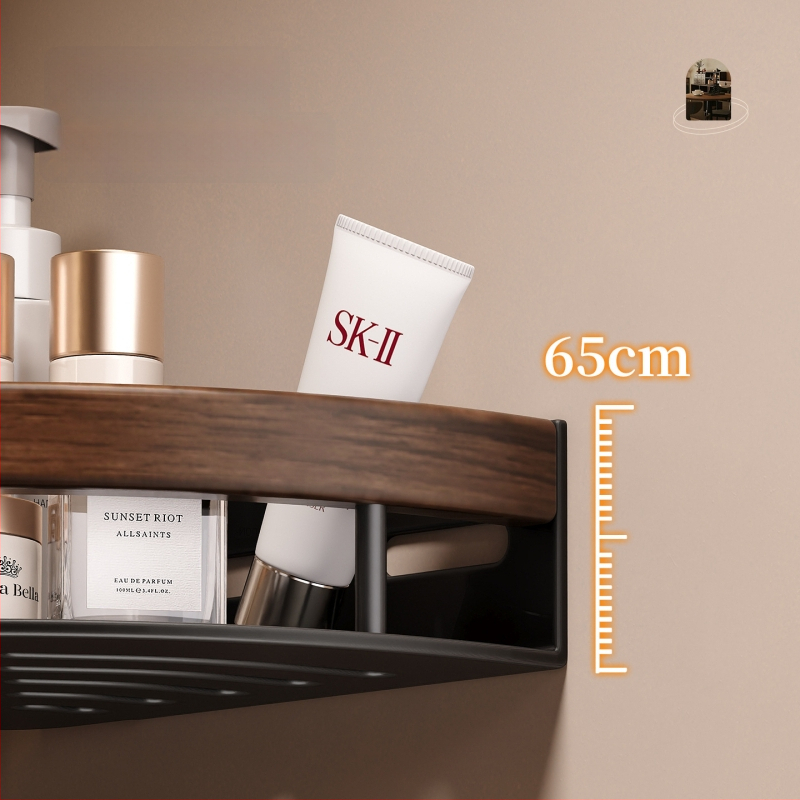 Kúpeľňová trojuholníková rohová polica z hliníkovej zliatiny, jednostupňová, nosnosť 1–5 kg, model k5872.