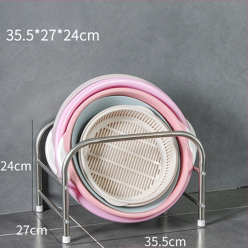 Nerezová oceľová polica na umývadlo, stojaca na podlahe, dvojposchodová, model xg-16-25, hladký povrch