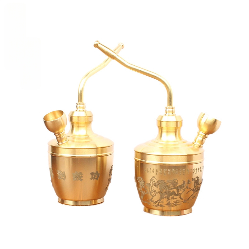 Meďová tabaková fajka, krátky štýl, prenosná, s filtrom, dvojité použitie, odnímateľné čistenie — Tang Lian Y1503