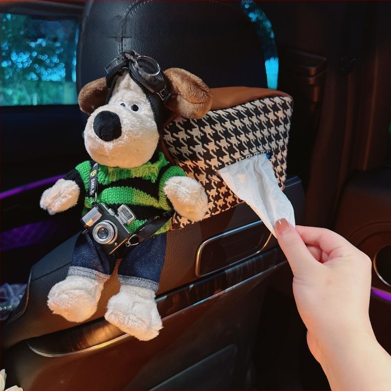 Krabička na vreckovky do auta — plyšová, visací typ, bez personalizácie, bez licencovaných súkromných značiek