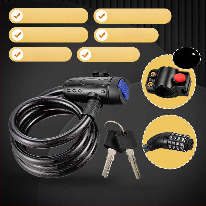 Sulankstomas dviracio užraktas su plieno kabeliu, modelis JTS, prekinis ženklas OPEL, skirtas kelių dviračiams, 270 g