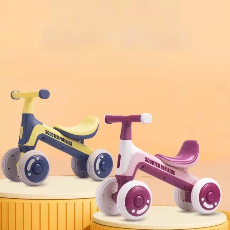 Balančný bicykel bez pedálov, štvorkolový pre deti 0–3 roky – hračka na učenie chôdze