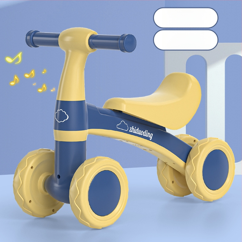 Balančný bicykel bez pedálov, štvorkolový pre deti 0–3 roky – hračka na učenie chôdze