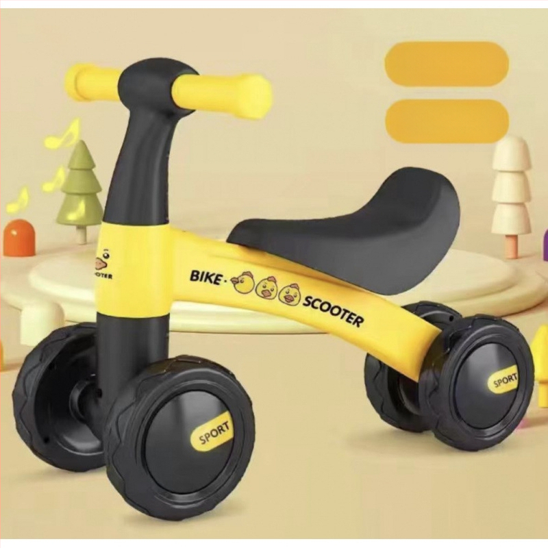 Balančný bicykel bez pedálov, štvorkolový pre deti 0–3 roky – hračka na učenie chôdze