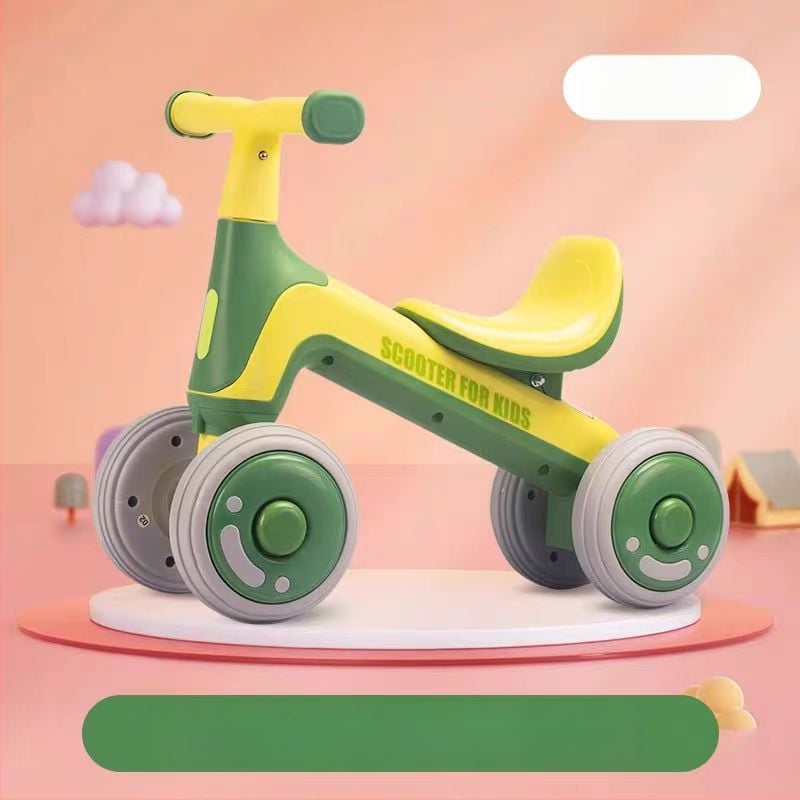 Balančný bicykel bez pedálov, štvorkolový pre deti 0–3 roky – hračka na učenie chôdze