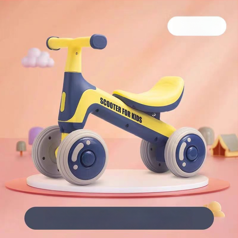 Balančný bicykel bez pedálov, štvorkolový pre deti 0–3 roky – hračka na učenie chôdze