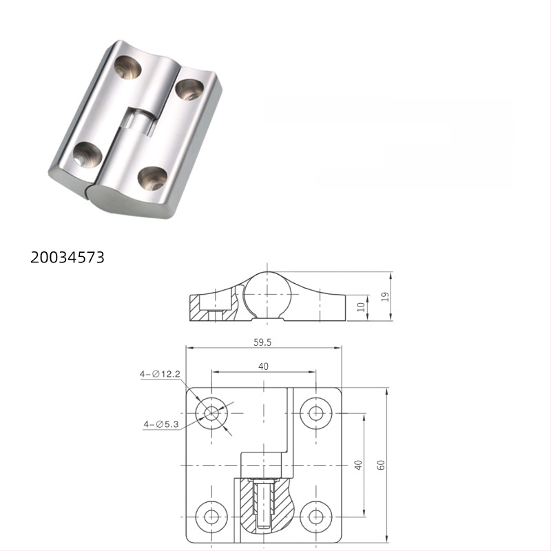 Tlmiaci vystavený pánt, zliatina zinku, tvar H, elektroplating, značka Essentra/Yihua, moderný minimalistický štýl