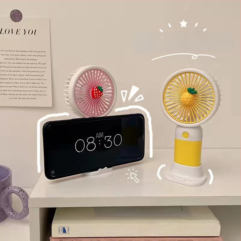 Mini ručný stolný ventilátor, kreslený štýl, plastová konštrukcia (Materiál: Plast; Štýl: Karikatúra, Mini; Pre internát)