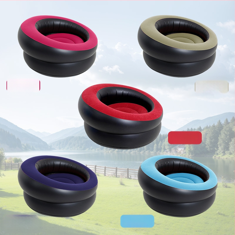 Nafukovacie guľové kreslo pre dospelých, PVC s flokovaným povrchom, ľahké a prenosné na kempovanie, 0,9 kg