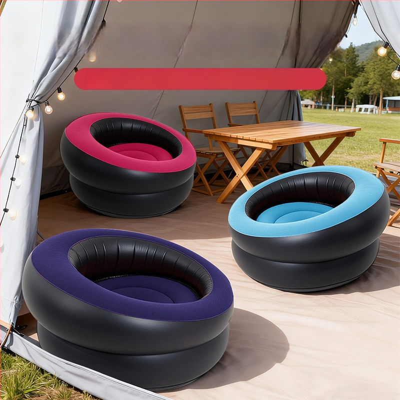 Nafukovacie guľové kreslo pre dospelých, PVC s flokovaným povrchom, ľahké a prenosné na kempovanie, 0,9 kg