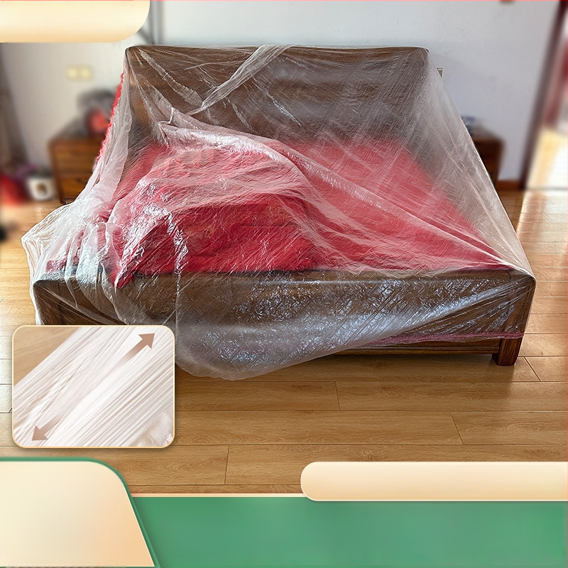 Jednorazový plastový kryt proti prachu pre posteľ – kruhový, priehľadný, ochrana nábytku