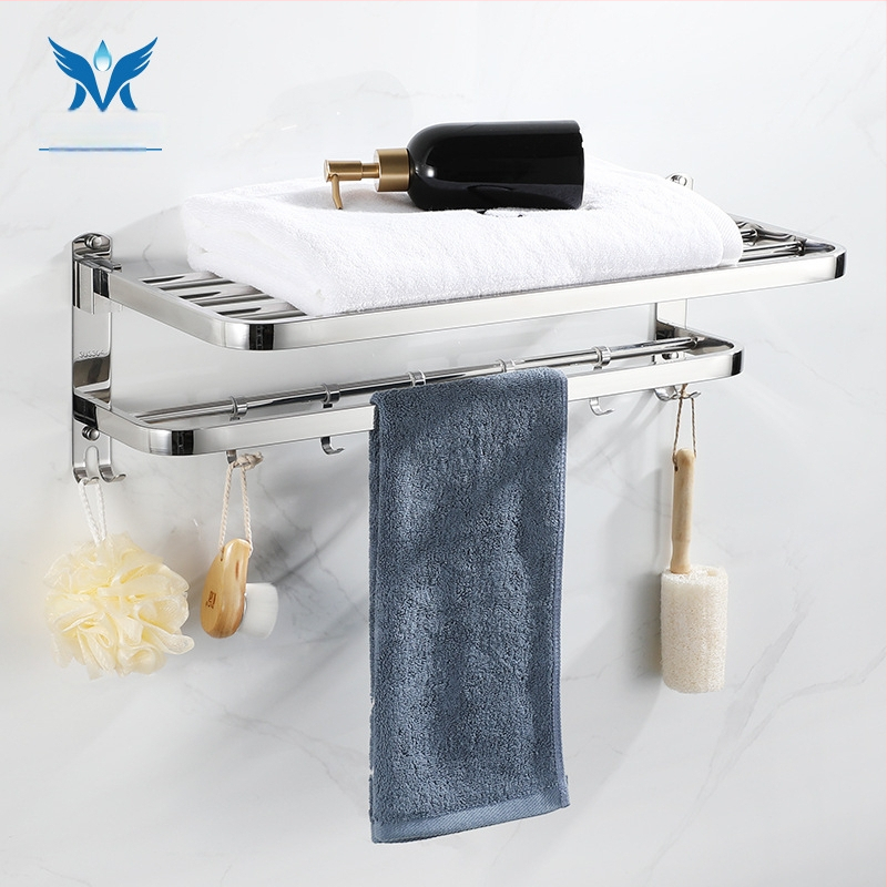 Držiak na uteráky z nehrdzavejúcej ocele, brúsený povrch, dvojvrstvový, skladací, nosnosť 20–30 kg