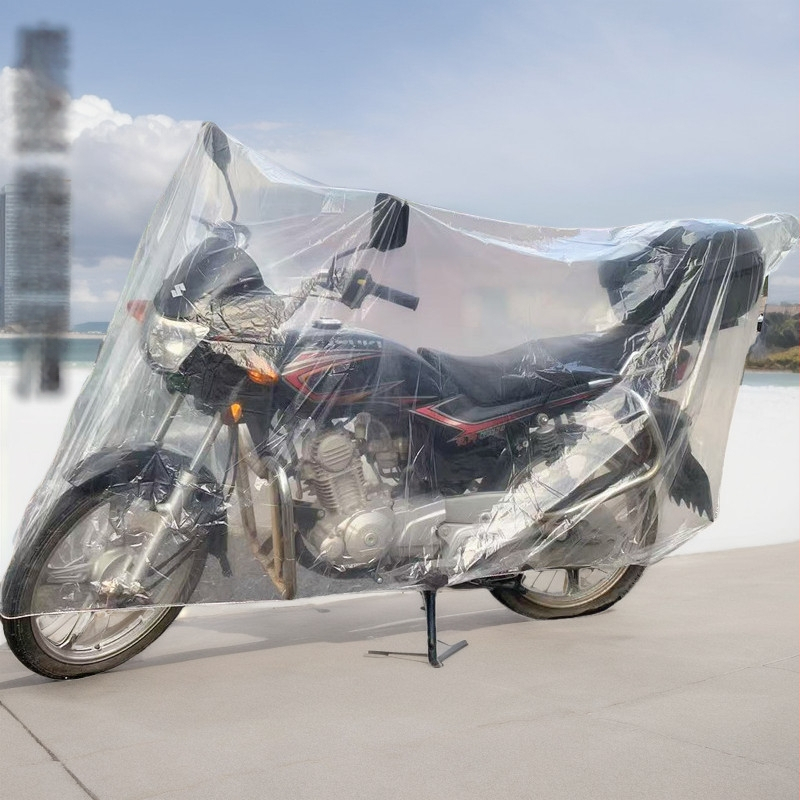 Gulang vienkartinis skaidrus PEVA dangtis elektrinėms transporto priemonėms, įskaitant elektrinius automobilius, elektrinius dviračius, dviračius ir motociklus; atsparus vandeniui ir dulkėms, su atspausdintu logotipu