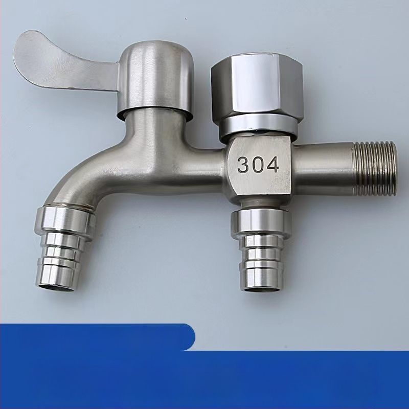 Nerezová vodovodná batéria s deliťom, 1 vstup, 2 výstupy, univerzálna montáž, keramický diskový Ventil