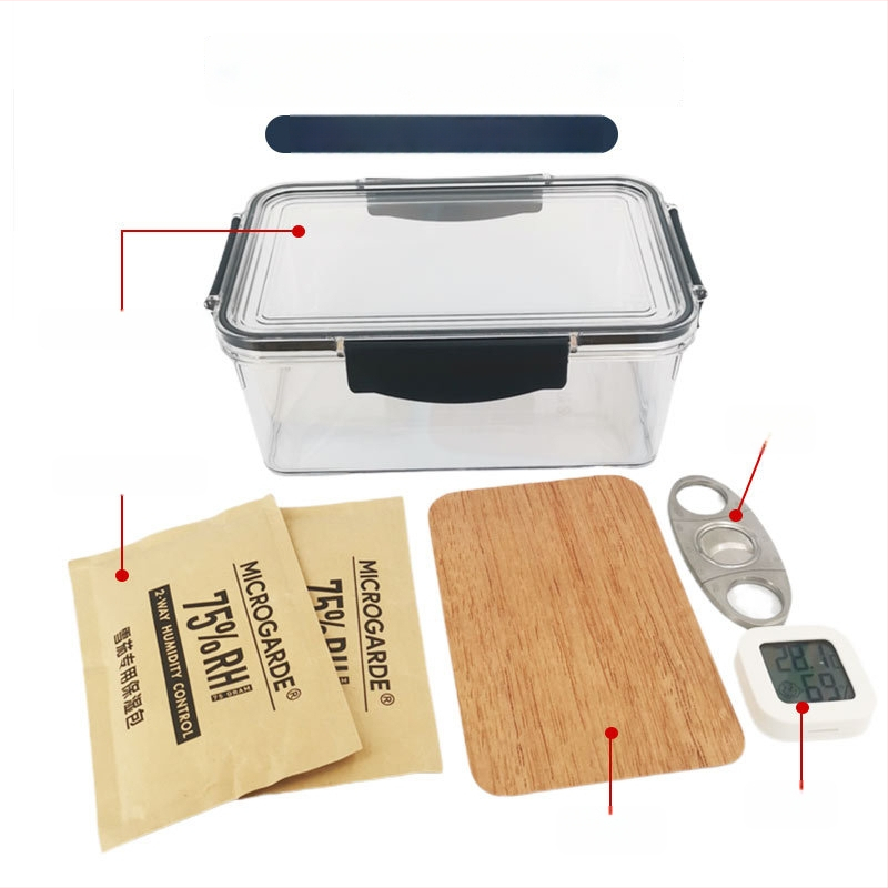 Huabei Humidor na cigary – PET Materiál, Uzavretý voči vlhkosti a škodcom, 20 kusov, Prispôsobiteľné