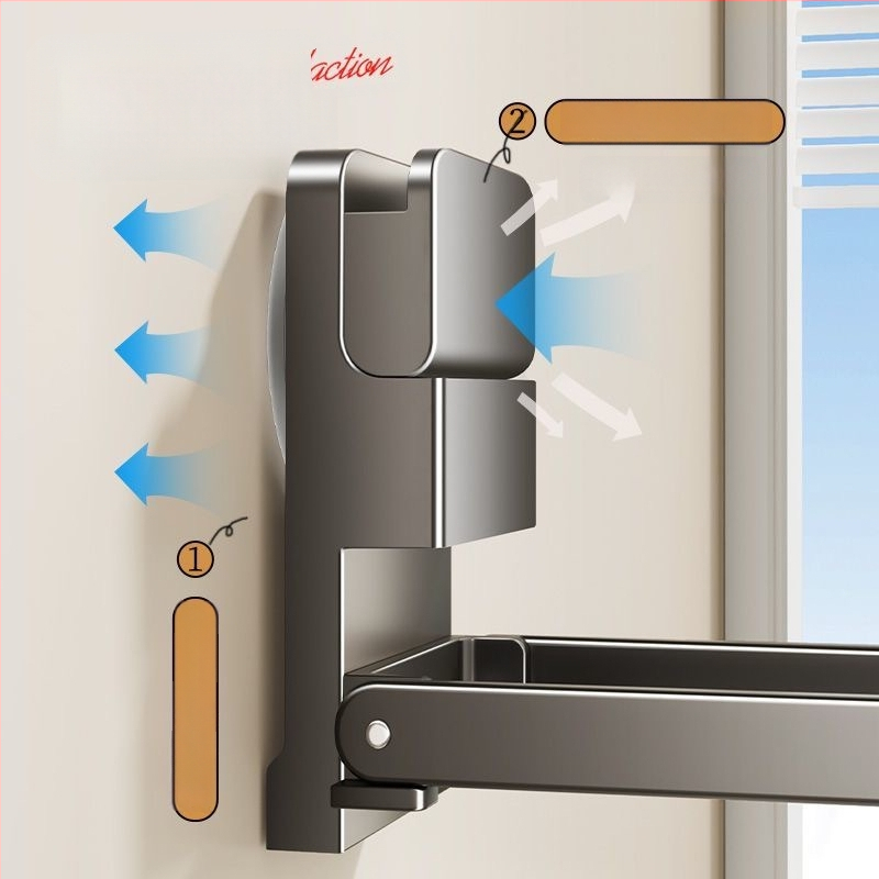 Kovový držiak na uteráky do kúpeľne, skladací, s prísavkou, na stenu, značky Qinjiu