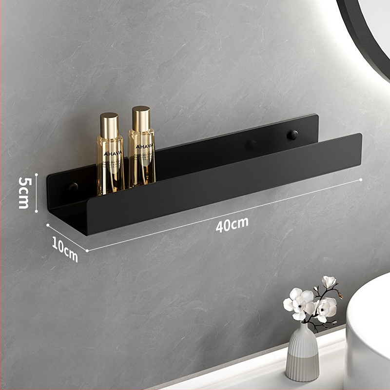 Kúpeľňový nástenný regál s integrovaným zrkadlom a vešiakom na uteráky, hliníková zliatina, povrchová úprava postrekovaním, nosnosť 15 kg, jednoposchodový dizajn, montáž bez vŕtania