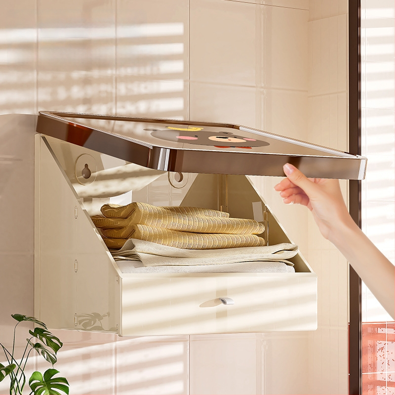 Nástenný skladací plastový regál do kúpeľne (Model 8022, Značka Simple Plastic, 1 vrstva, zaťaženie 1–5 kg)