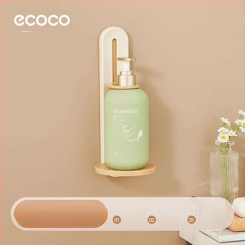 Ecoco nástenný regál do kúpeľne, nastaviteľný, plastový, s odvodnením, jedno poschodie, nosnosť 1 kg