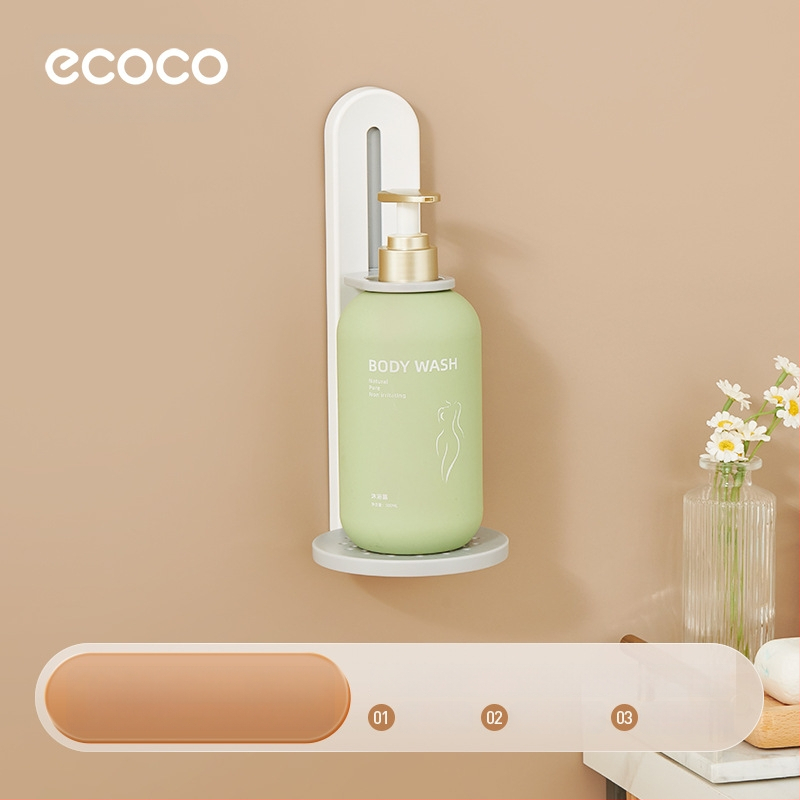 Ecoco nástenný regál do kúpeľne, nastaviteľný, plastový, s odvodnením, jedno poschodie, nosnosť 1 kg