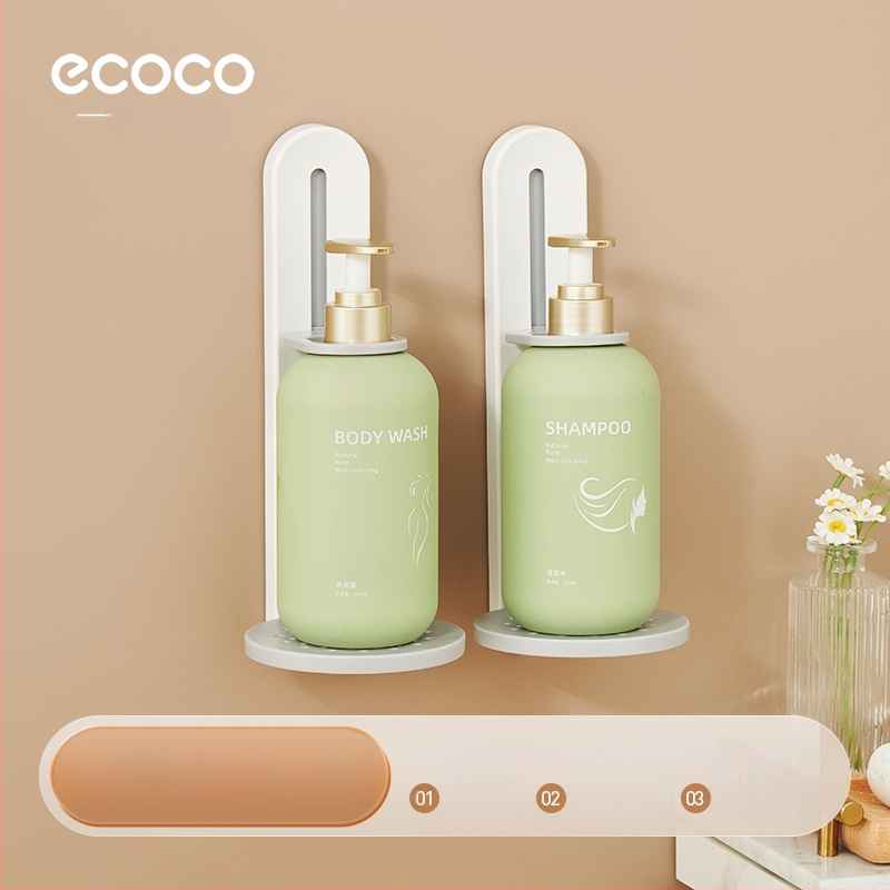 Ecoco nástenný regál do kúpeľne, nastaviteľný, plastový, s odvodnením, jedno poschodie, nosnosť 1 kg