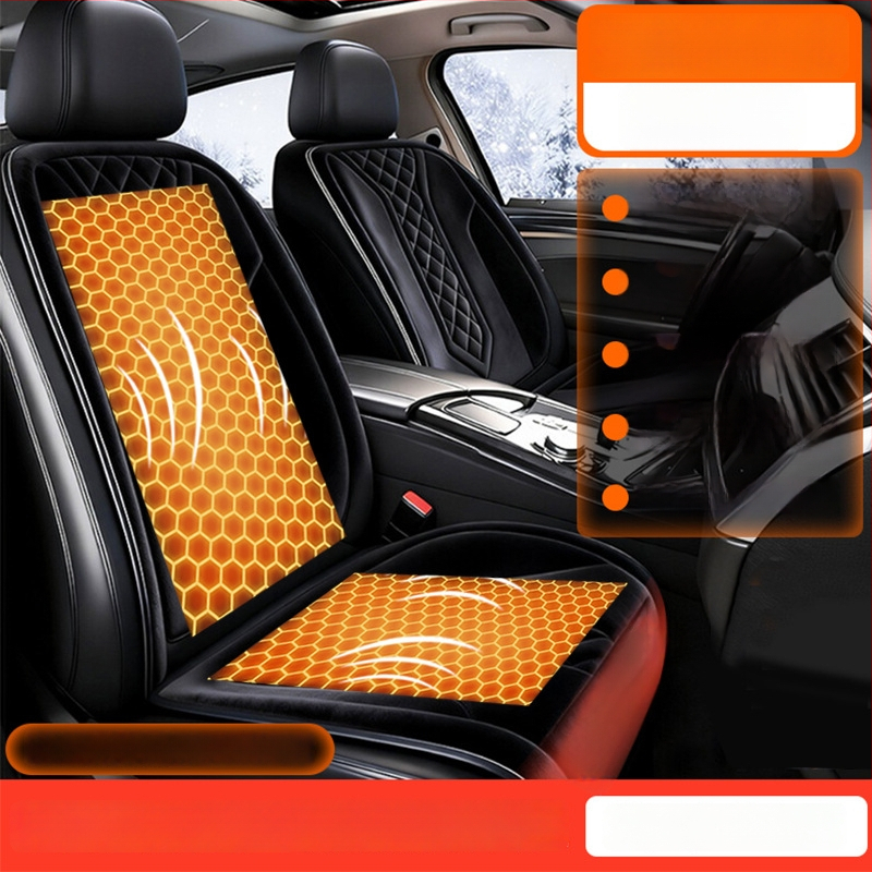 Grafénová vykurovacia podložka na sedadlo auta, zima, 12V/24V, univerzálne, povrch fleecu, výplň z velúru