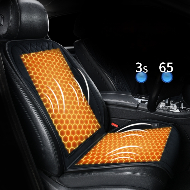 Grafénová vykurovacia podložka na sedadlo auta, zima, 12V/24V, univerzálne, povrch fleecu, výplň z velúru