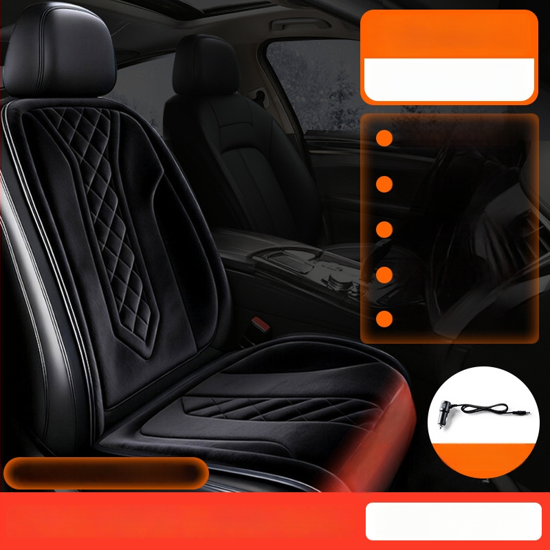 Grafénová vykurovacia podložka na sedadlo auta, zima, 12V/24V, univerzálne, povrch fleecu, výplň z velúru