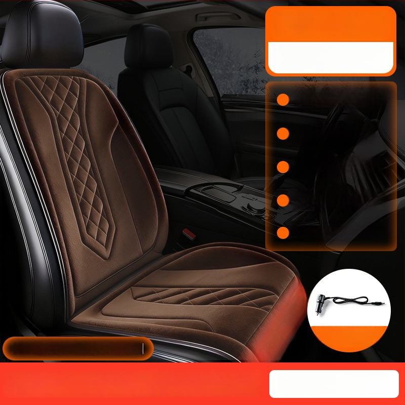 Grafénová vykurovacia podložka na sedadlo auta, zima, 12V/24V, univerzálne, povrch fleecu, výplň z velúru