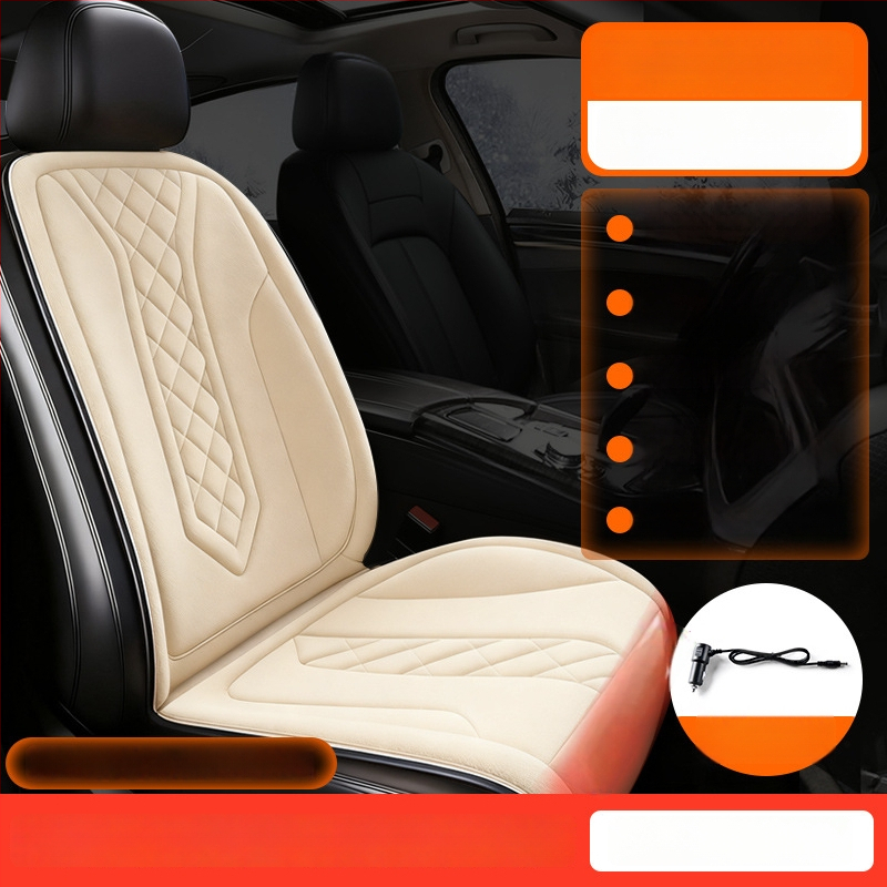Grafénová vykurovacia podložka na sedadlo auta, zima, 12V/24V, univerzálne, povrch fleecu, výplň z velúru