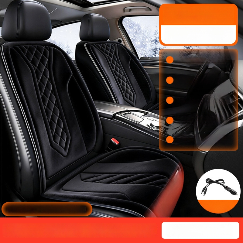Grafénová vykurovacia podložka na sedadlo auta, zima, 12V/24V, univerzálne, povrch fleecu, výplň z velúru