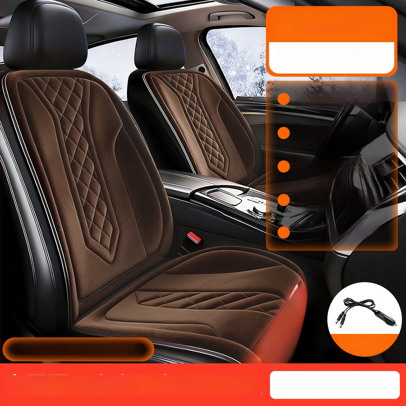Grafénová vykurovacia podložka na sedadlo auta, zima, 12V/24V, univerzálne, povrch fleecu, výplň z velúru