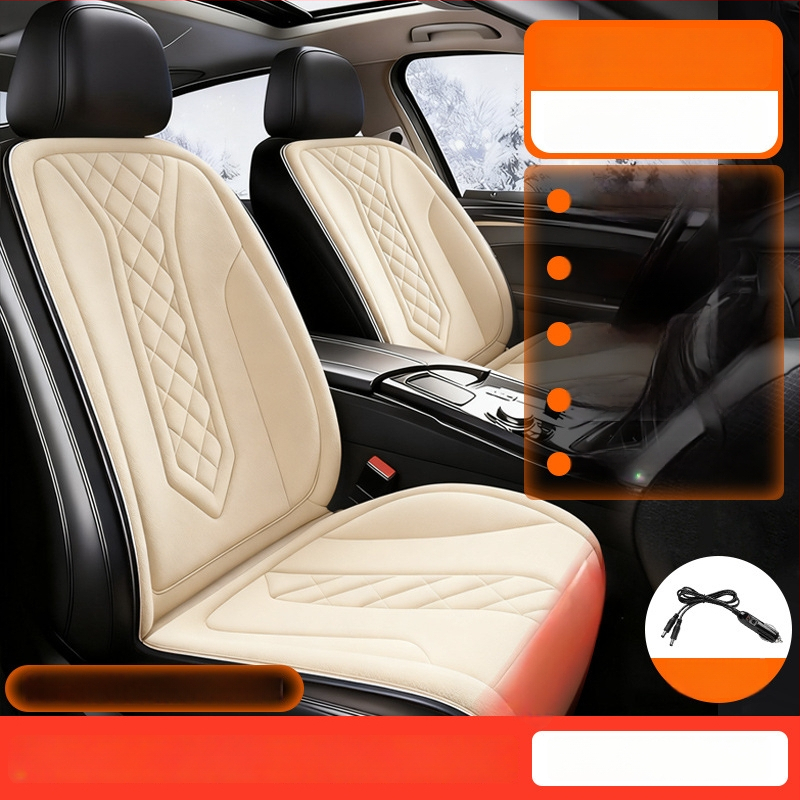 Grafénová vykurovacia podložka na sedadlo auta, zima, 12V/24V, univerzálne, povrch fleecu, výplň z velúru